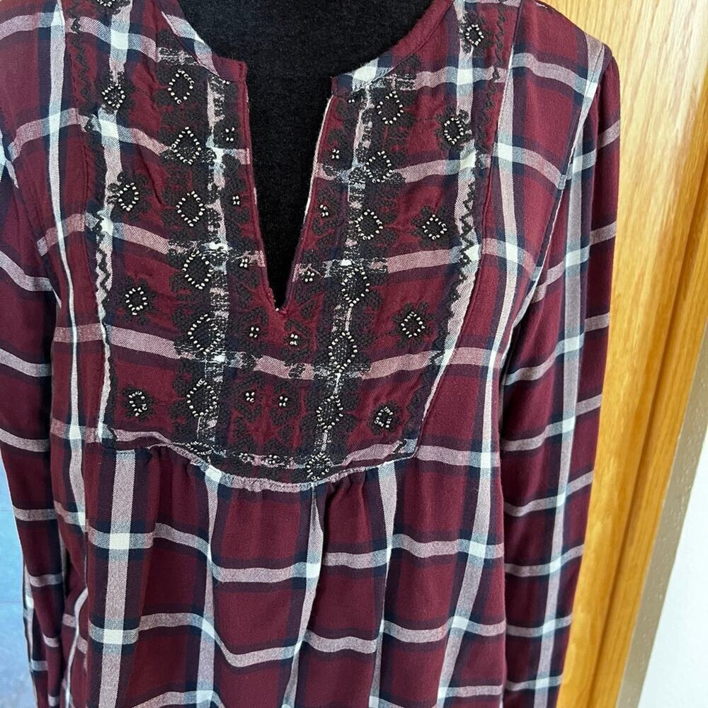Abercrombie and Fitch women’s size L cotton decorative bodice plaid blouse
